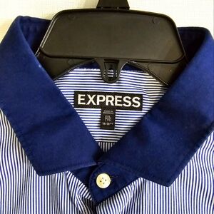 Express Moderm Fit Blue Stripe Men's Dress Shirt. Size XXL